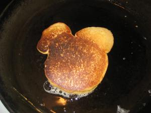 Cooking in the cast-iron skillet.