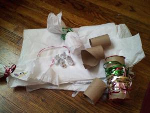 The pieces of our homemade firecrackers.