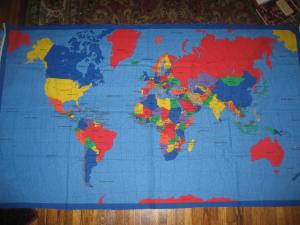 Fabric map panel for geography games.